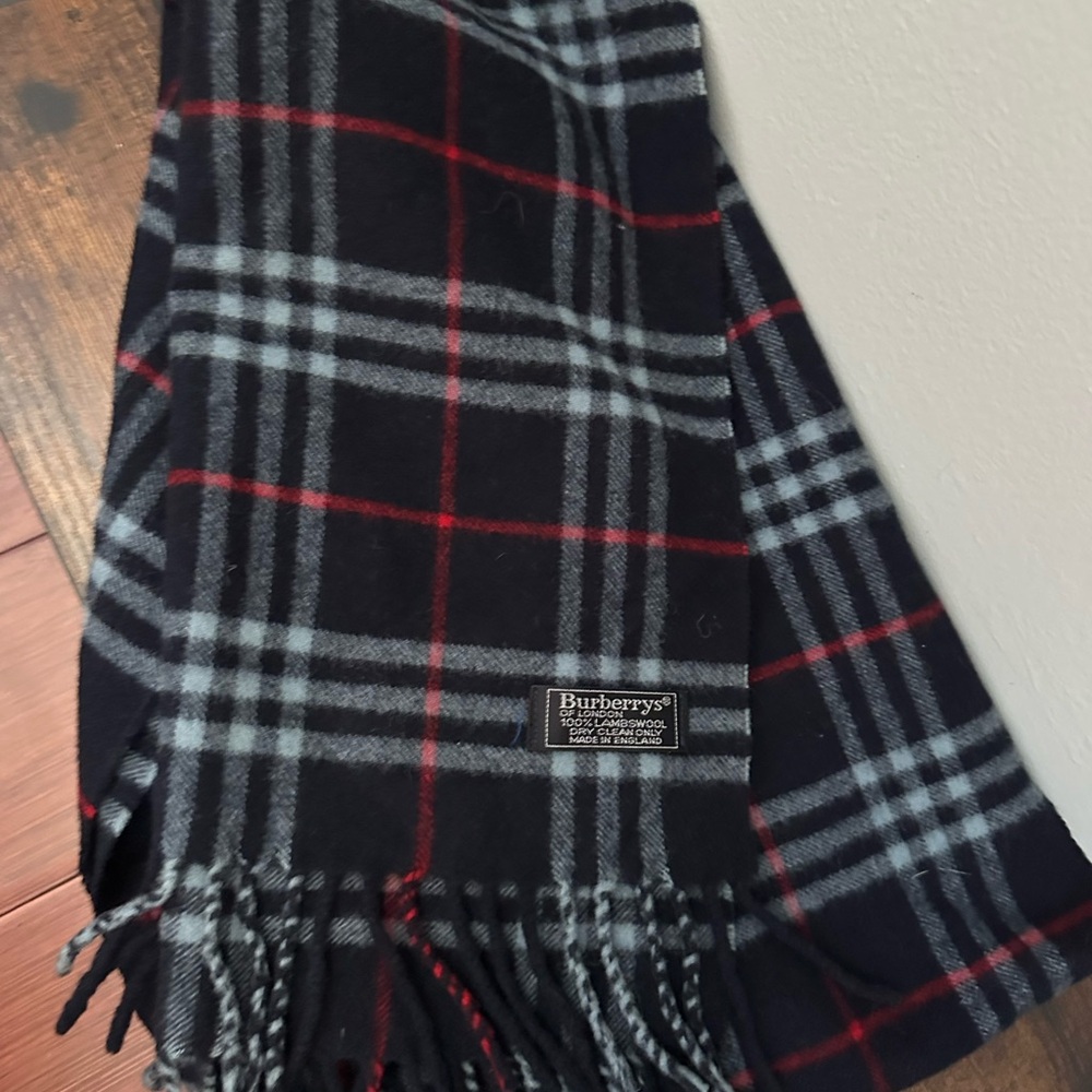 Burberry Navy and Red Plaid Scarf - Picture 2 of 2